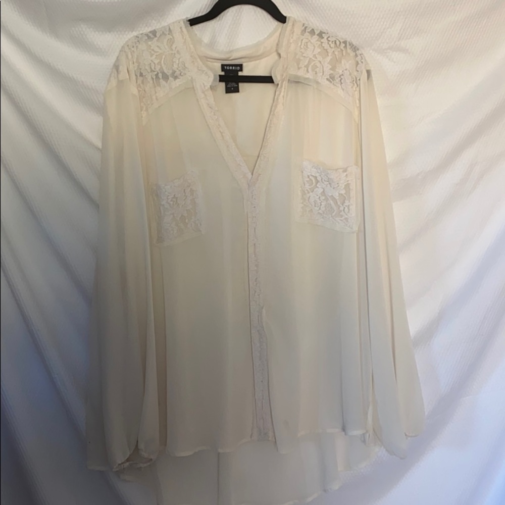 Torrid cream color chiffon top